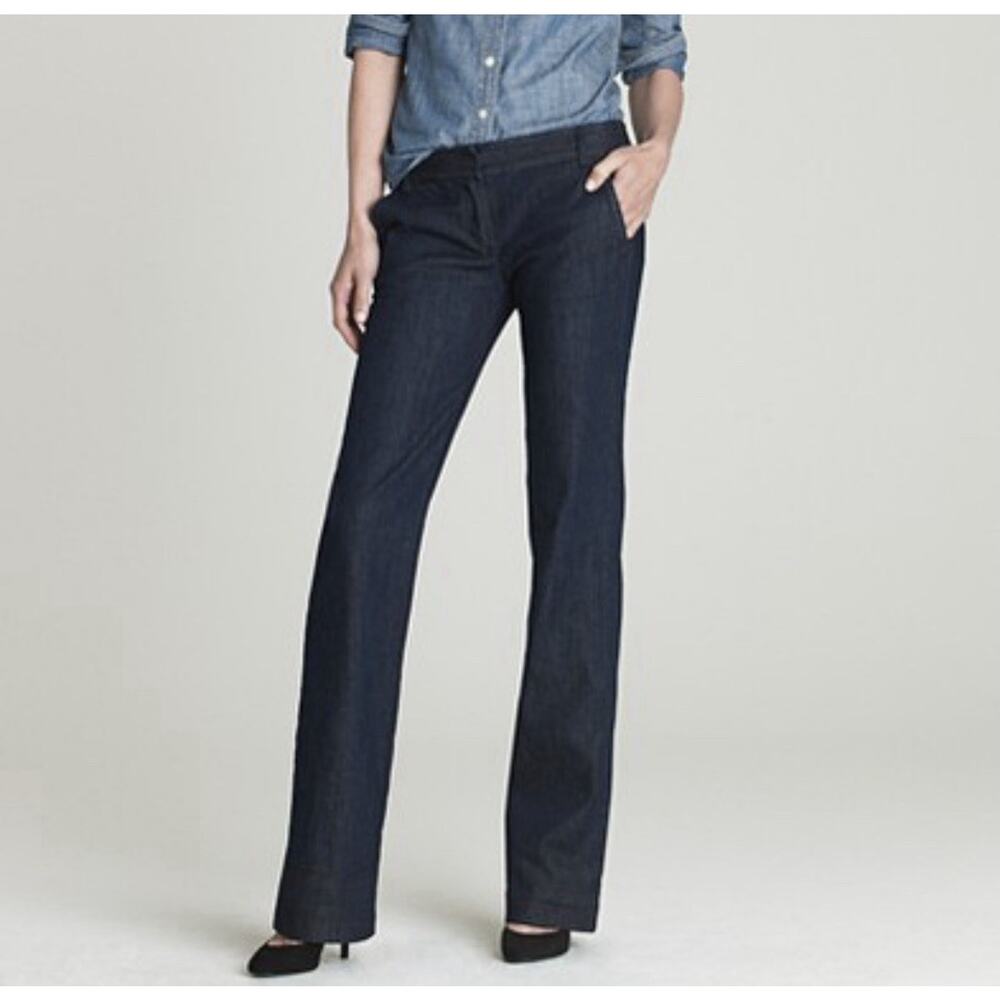 J Crew City Fit Jeans Denim Trouser Pants Mid Rise Wide Leg Dark Wash Women’s 12